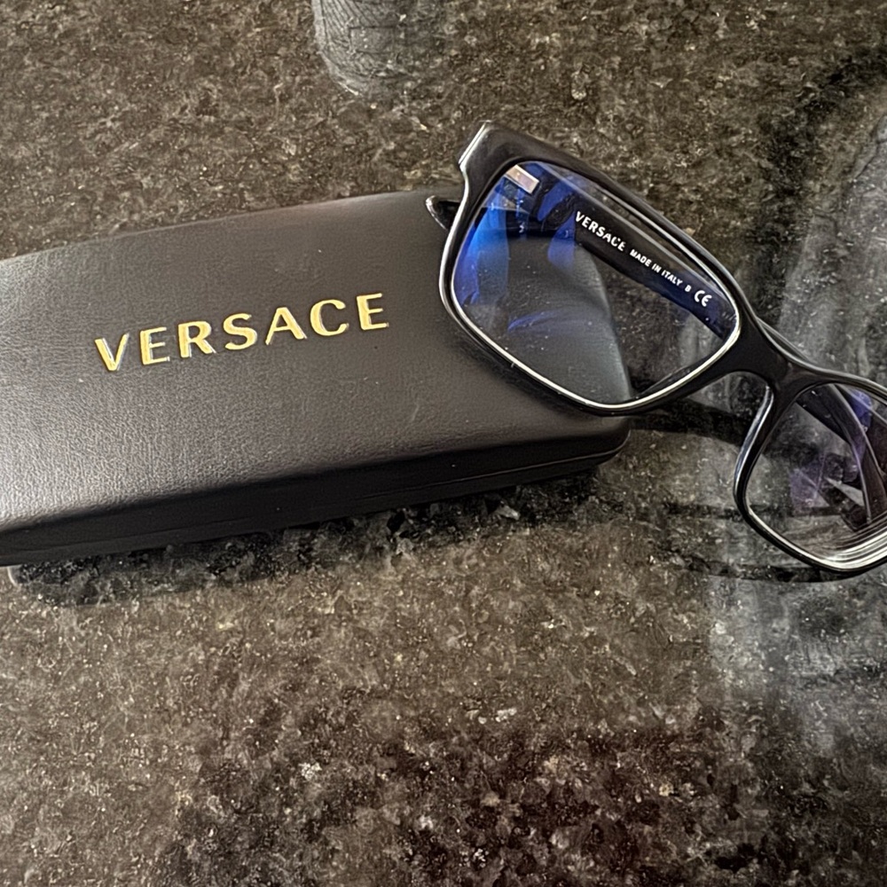 Versace Black Patterned Sunglasses With Case - image 1